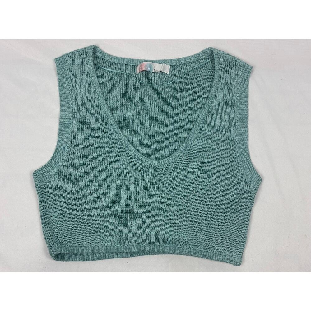 Free People FP Beach Ribbed Knit Crop Tank Top Sage Green Size L